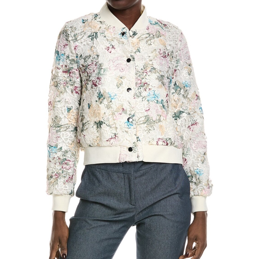 Nanette Lepore Multicolor Lace Bomber Jacket